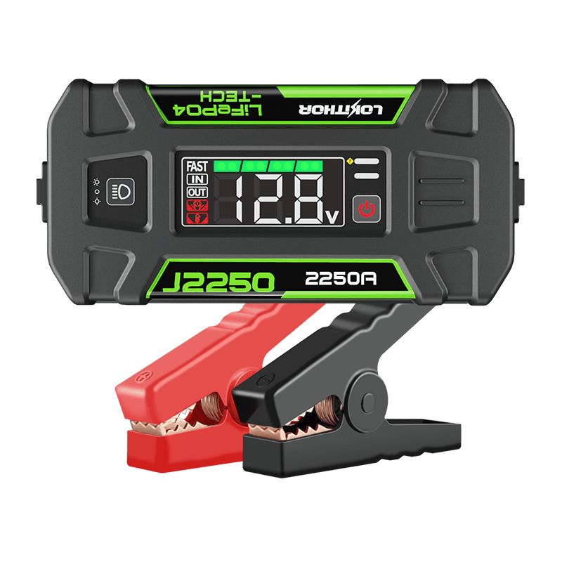 LOKITHOR J2250 jump starter with LiFePO4 battery and clamps