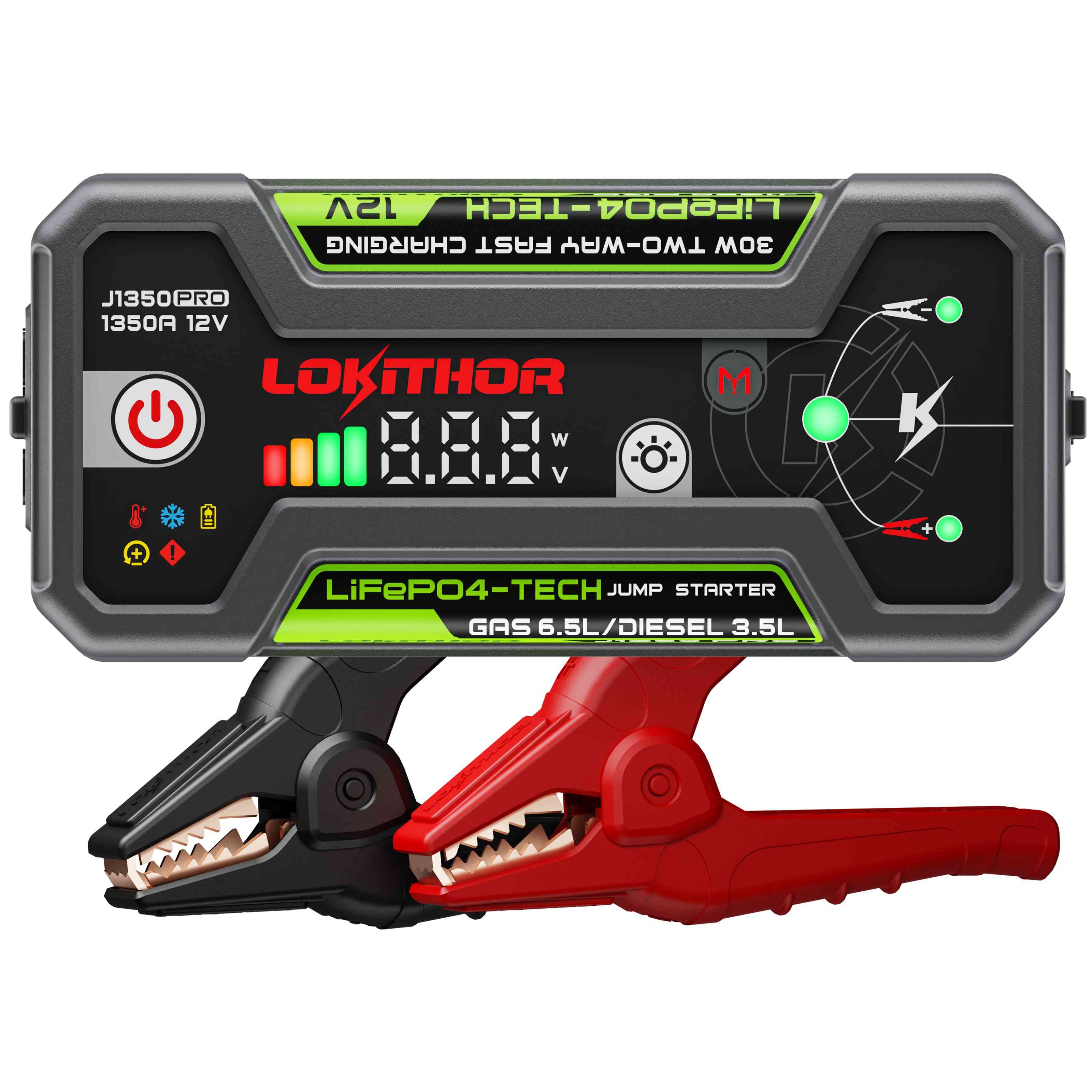 LOKITHOR J1350 LiFePO4 12V Jump Starter front view