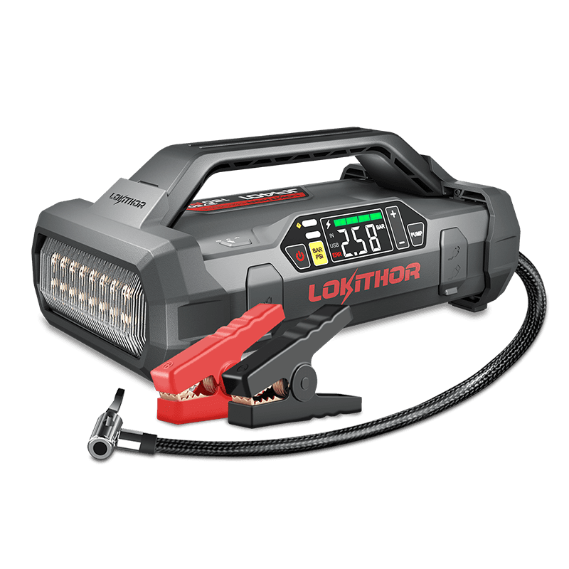 Portable LOKITHOR JA401 jump starter with digital display